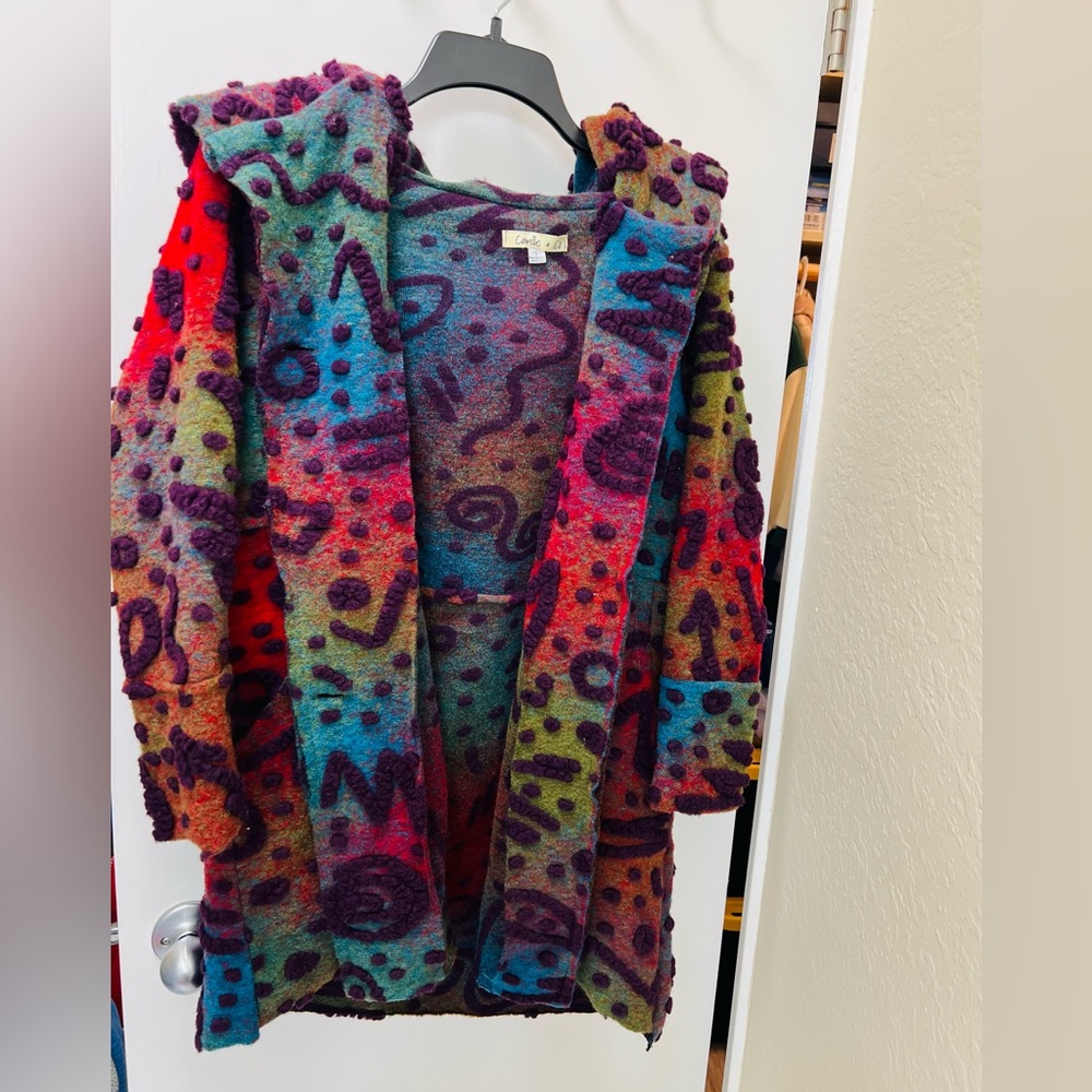 Colorful Hooded Cardigan